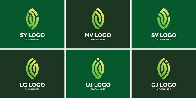 Vector set of abstract monogram logo design