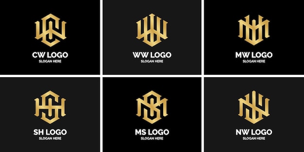 set of abstract monogram logo design