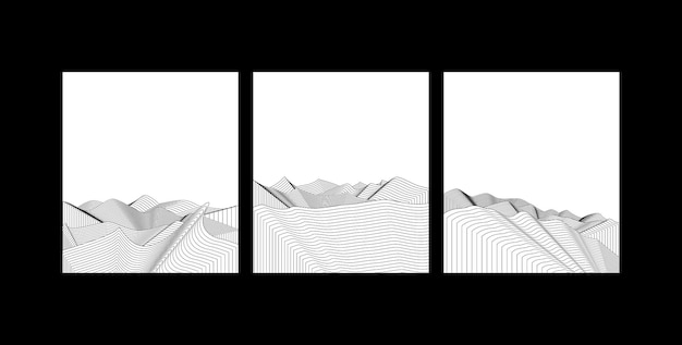 Set of abstract mountain contemporary aesthetic