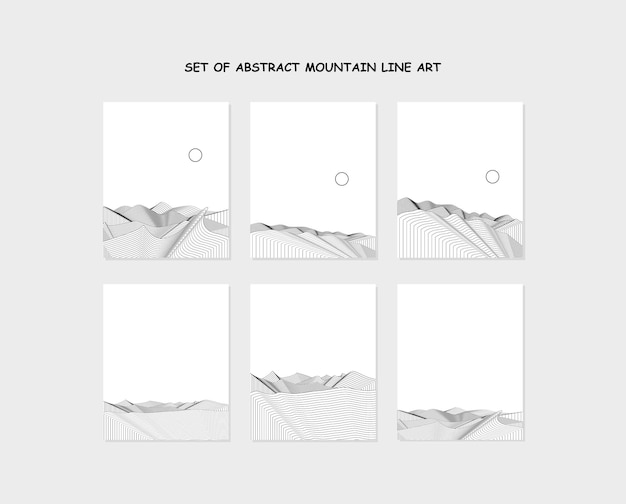 Set of abstract mountain line art