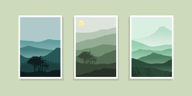 Set di pittura astratta di montagna. sfondo di arte astratta. illustrazione di vettore.