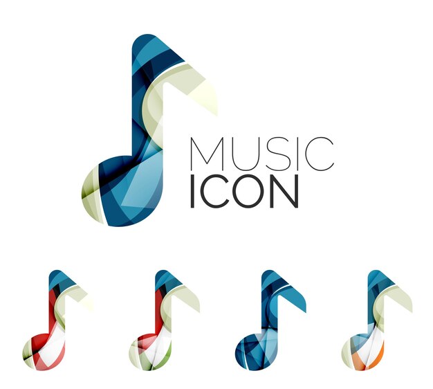 Set of abstract music note icon business logotype concepts clean modern geometric design