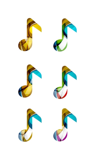 Набор абстрактных концепций логотипа бизнес-логотипа значка музыкальной ноты чистый современный геометрический дизайн