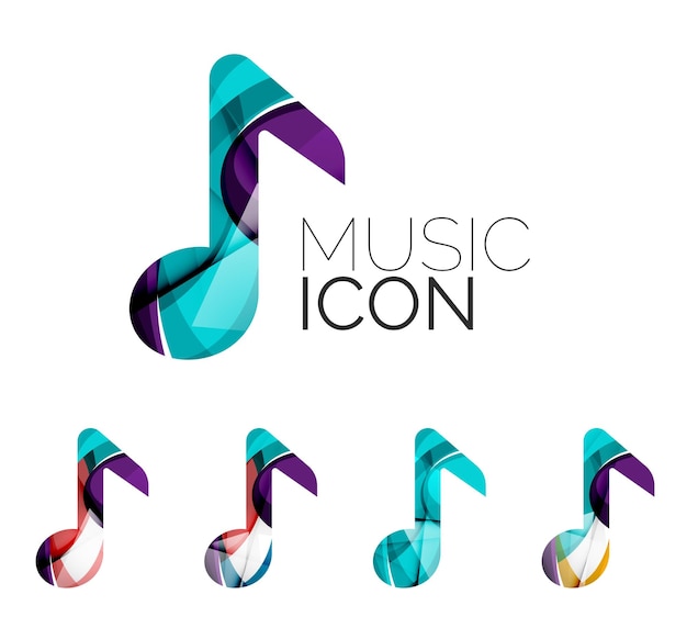 Set of abstract music note icon business logotype concepts clean modern geometric design