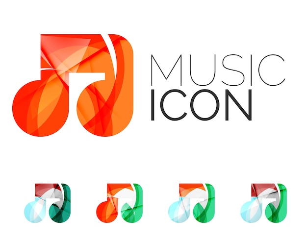 Set of abstract music note icon business logotype concepts clean modern geometric design