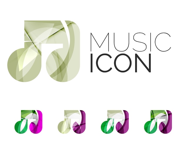 Set of abstract music note icon business logotype concepts clean modern geometric design