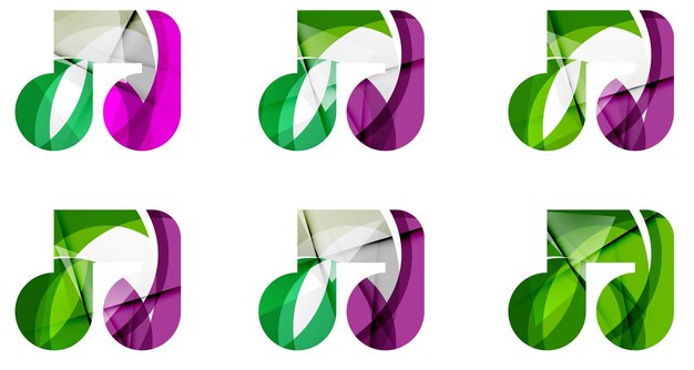 Vettore set di concetti di logotipo aziendale icona nota musicale astratta pulito design geometrico moderno