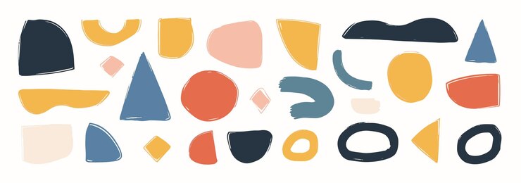 Set of abstract organic shape hand drawn doodle art vector blob