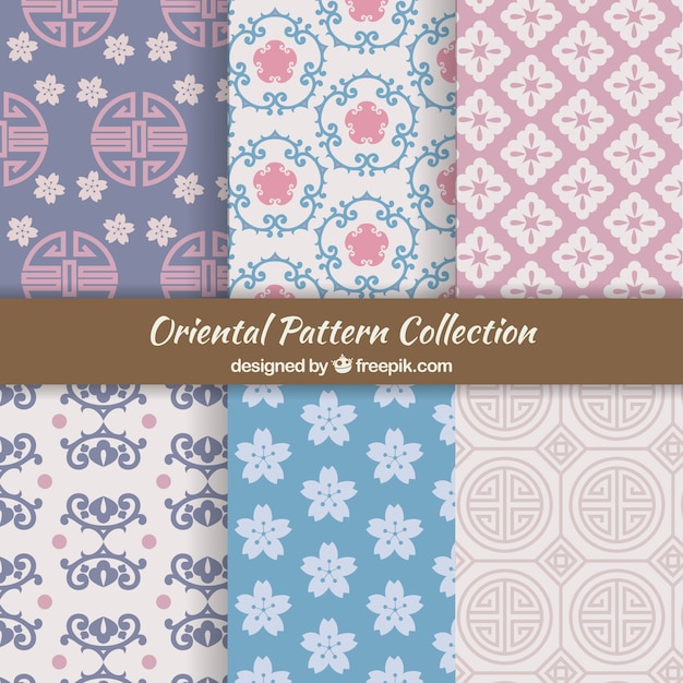 Vector set of abstract oriental shapes patterns