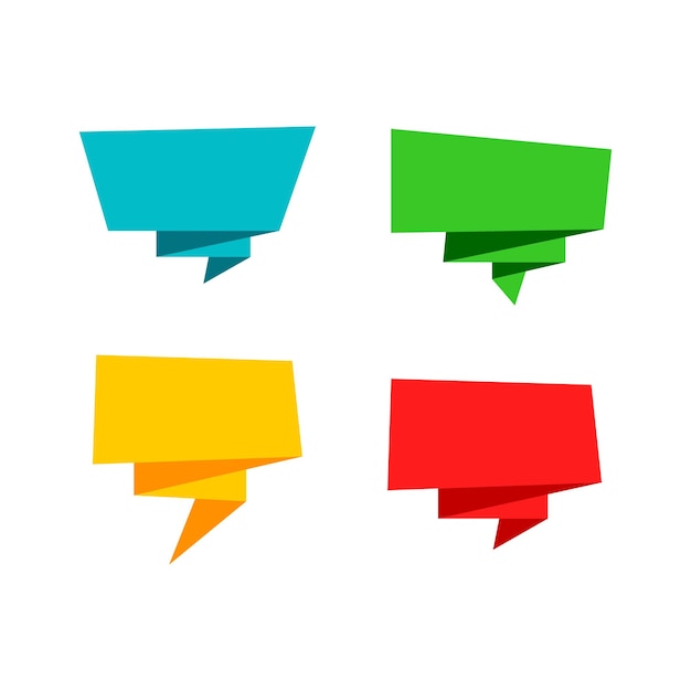 Set of abstract origami speech bubble tags banners and labels collection for web stickers