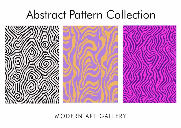 Set of Abstract Pattern Wavy Line Art Retro Pattern