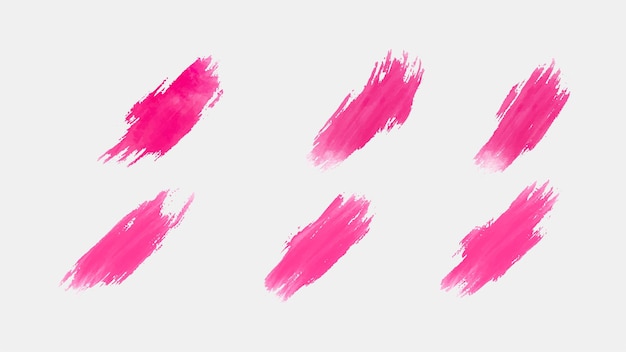 Set of Abstract Pink Watercolor Brush Strokes