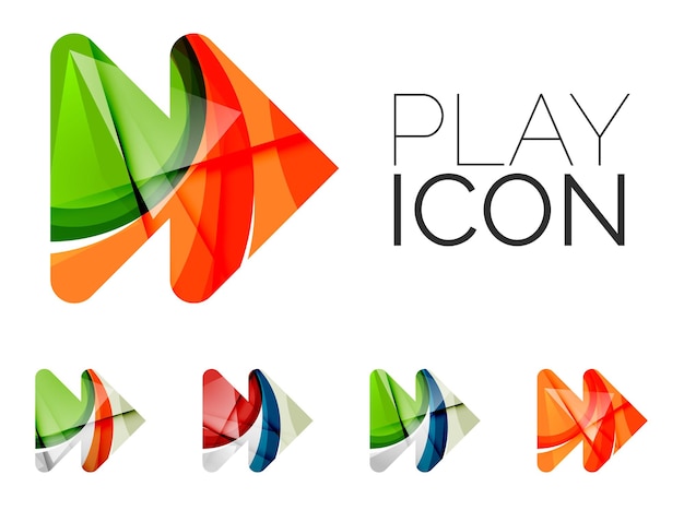 Set of abstract next play arrow icon business logotype concepts clean modern geometric design