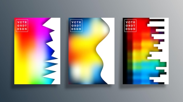 Set of abstract poster design with colorful gradient texture for wallpaper flyer poster brochure cover typography or other printing products Vector illustration