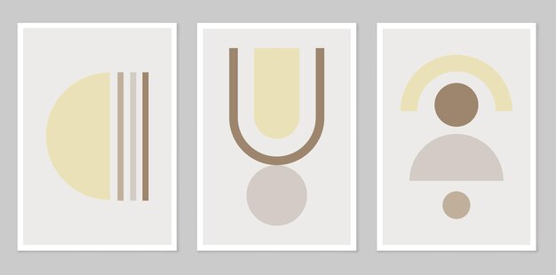 A set of abstract posters depicting simple figures