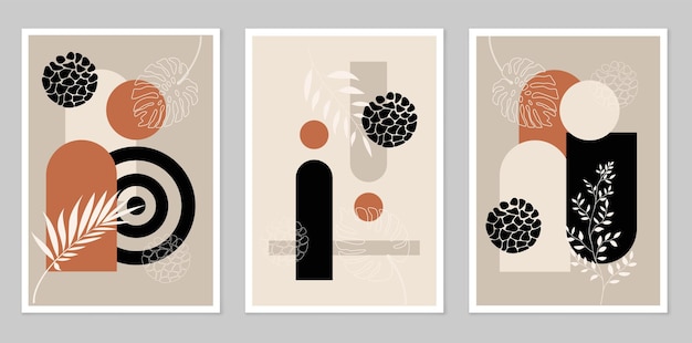 A set of abstract posters depicting simple figures