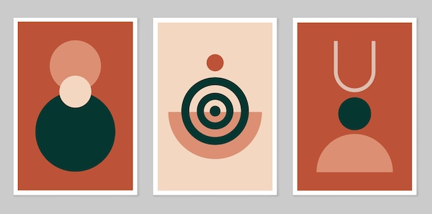 A set of abstract posters depicting simple figures