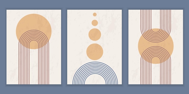 Set of abstract posters with geometric shapes and lines