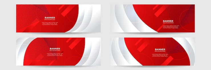 Вектор набор абстрактного фона красного знамени с трехмерным слоем перекрытия и волновыми формами. геометрические, многоугольные абстрактный фон, текстуры, рекламный макет. страница в интернете. заголовок для веб-сайта.