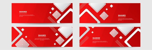 Vector set of abstract red banner background with 3d overlap layer and wave shapes. geometric, polygonal abstract background, texture, advertisement layout. web page. header for website.