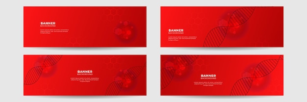 Vector set of abstract red banner background with 3d overlap layer and wave shapes. geometric, polygonal abstract background, texture, advertisement layout. web page. header for website.