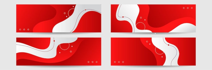 Vector 抽象的紅色旗背景組,有 3d 重覆層和波形.幾何,多角形抽象背景,質感,廣告布局.網頁.網站的標題.