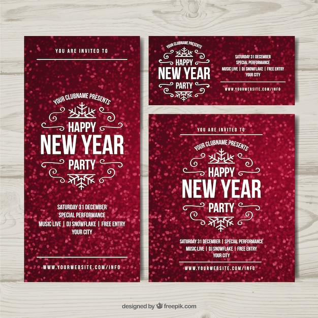 Vector set of abstract red invitations of 2017