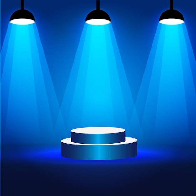 Set of abstract round display for product studio scene illuminated with spotlight
