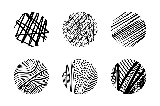 Vector set of abstract round hand drawn doodle shapes vector illustration