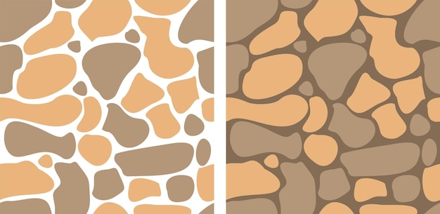 set of abstract seamless giraffe doodle pattern with spots endless vector stone background for fabr