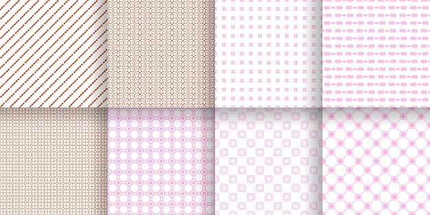 Set Abstract Seamless Pattern Black Line Doodle Geometric Figures Background Vector