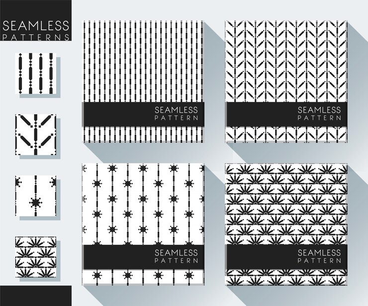 Vector set of abstract seamless patterns