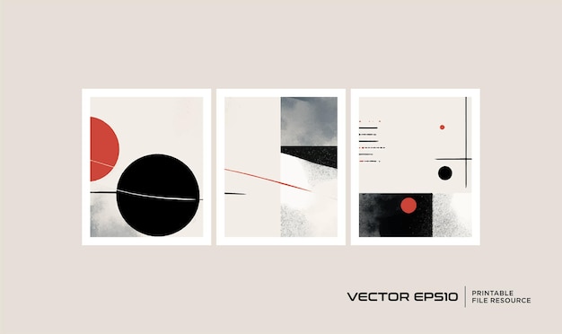 Vector set of abstract shape and rounded wall art vector illustration abstract background for card banner poster cover