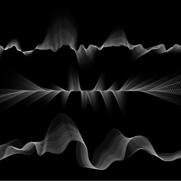 Vector set of abstract sound waves isolated on white