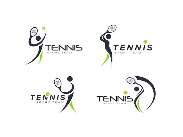 Set of Abstract sport player tennis icon logo template vector illustration