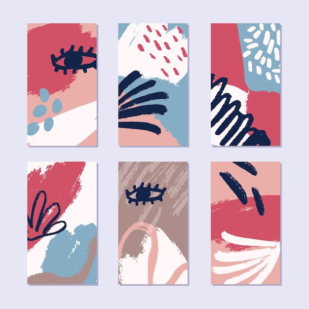 Vector set of abstract story backgrounds in trendy style