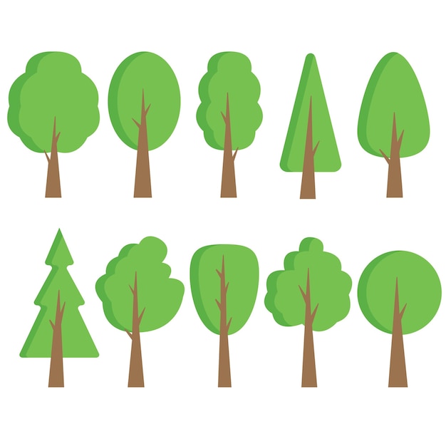 Set of abstract stylized trees. Natural illustration.