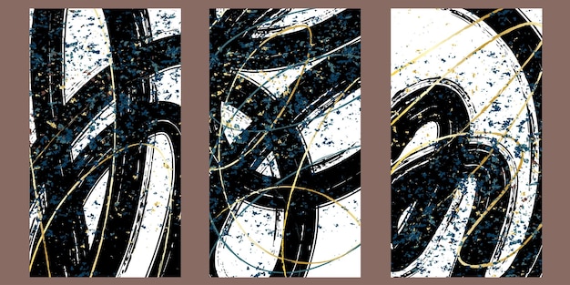 Set of abstract templates with golden lines