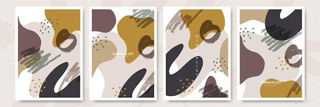 抽象的なトレンディな手描きの形とデザイン要素のセット ポスター パターン作成セット ベクトル図
