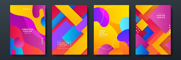 Vector set of abstract vector backgrounds with line waves vector illustration