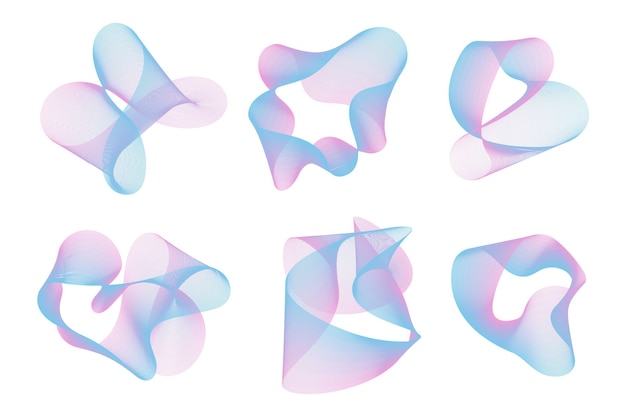 Набор абстрактных элементов векторного дизайна Гладкие фигурные формы градиента сетки