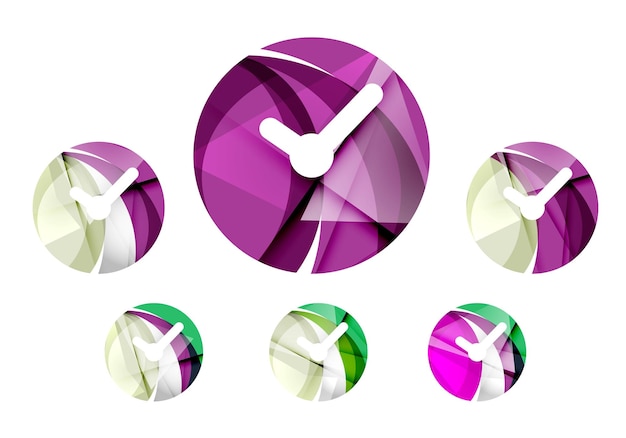 Set of abstract watch icon business logotype concepts clean modern geometric design