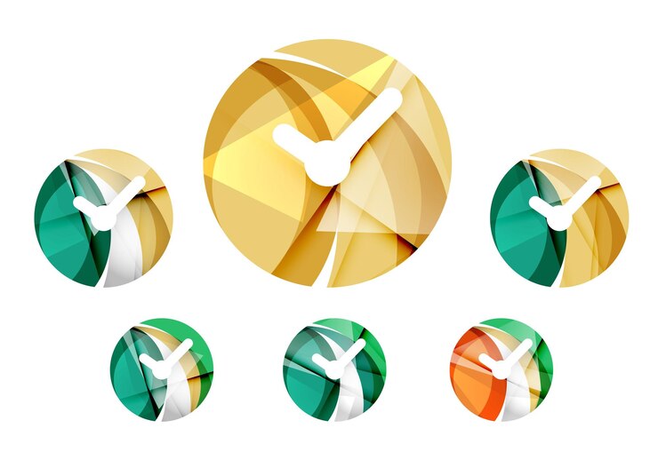 Vector set of abstract watch icon business logotype concepts clean modern geometric design