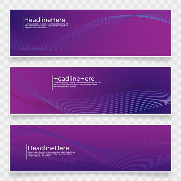 set of abstract wave banner template 