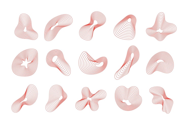 Vector set of abstract wave line