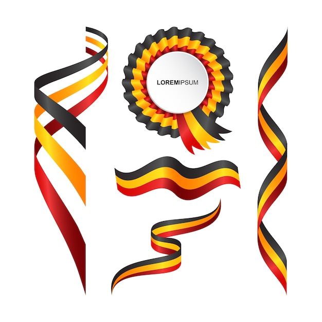 Vector set of abstract wavy flag of the belgium with ribbon style