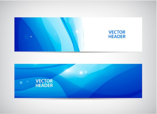 Vector set of abstract wavy horizontal headers, web banners. water flow, stream. paper cut banner