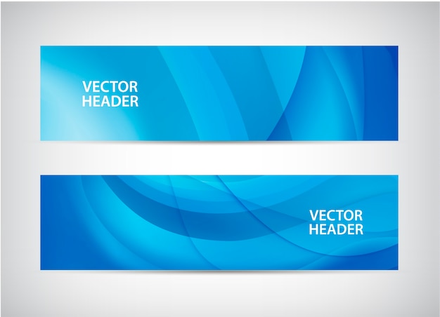 Set of abstract wavy horizontal headers, web banners. water flow, stream. paper cut banner