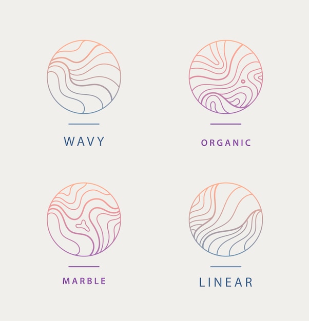 Set of abstract wavy minimal organic logos