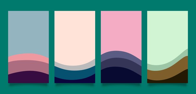 Set abstract wavy pastel color background premium vector